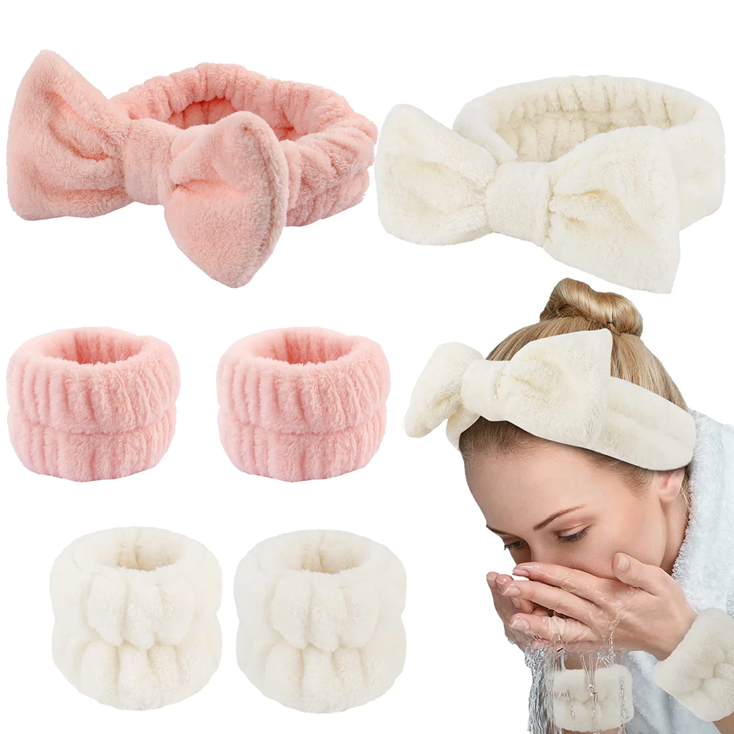 

New Fashion Women's Hair Band Cute Solid Color Plush Face Wash Hair Band Home Makeup Hair Band Wrist Band
