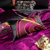 Luxury 800TC Brocade Jacquard  Black Purple Patchwork Embroidery Bedding Set Quilt Cover Bed Sheet Or Bedspread Pillow Shams 6