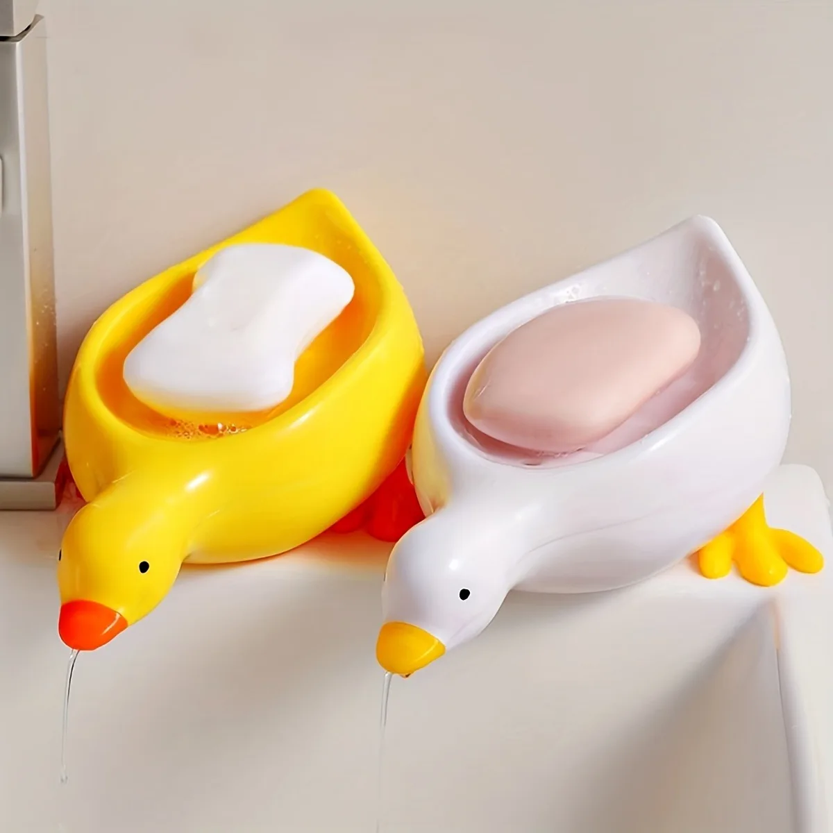 Soap Dish 1pc Cute Duck Shaped Plastic Drain Tray Self Draining Holder Multifunctional Storage Rack Bathroom Accessories