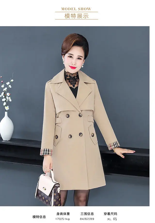 long black puffer Middle-age Elderly Spring Autumn Coat 2022 New Women Autumn Mid-length Trench Coat Women Loose Plus Size 5XL Windbreaker Jacket down coats & jackets