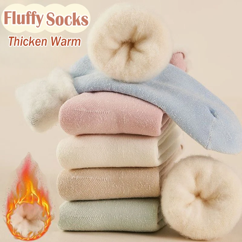 

Женские мягкие утолщенные теплые носки из мериносовой шерсти в стиле Харадзюку, модные носки в стиле ретро с защитой от снега, носки с плюшевой подкладкой