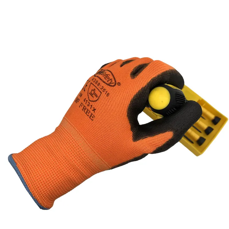 NMSafety 12 Pairs Work Gloves For PU Palm Coating Safety Protective Glove Nitrile Professional Safety Suppliers