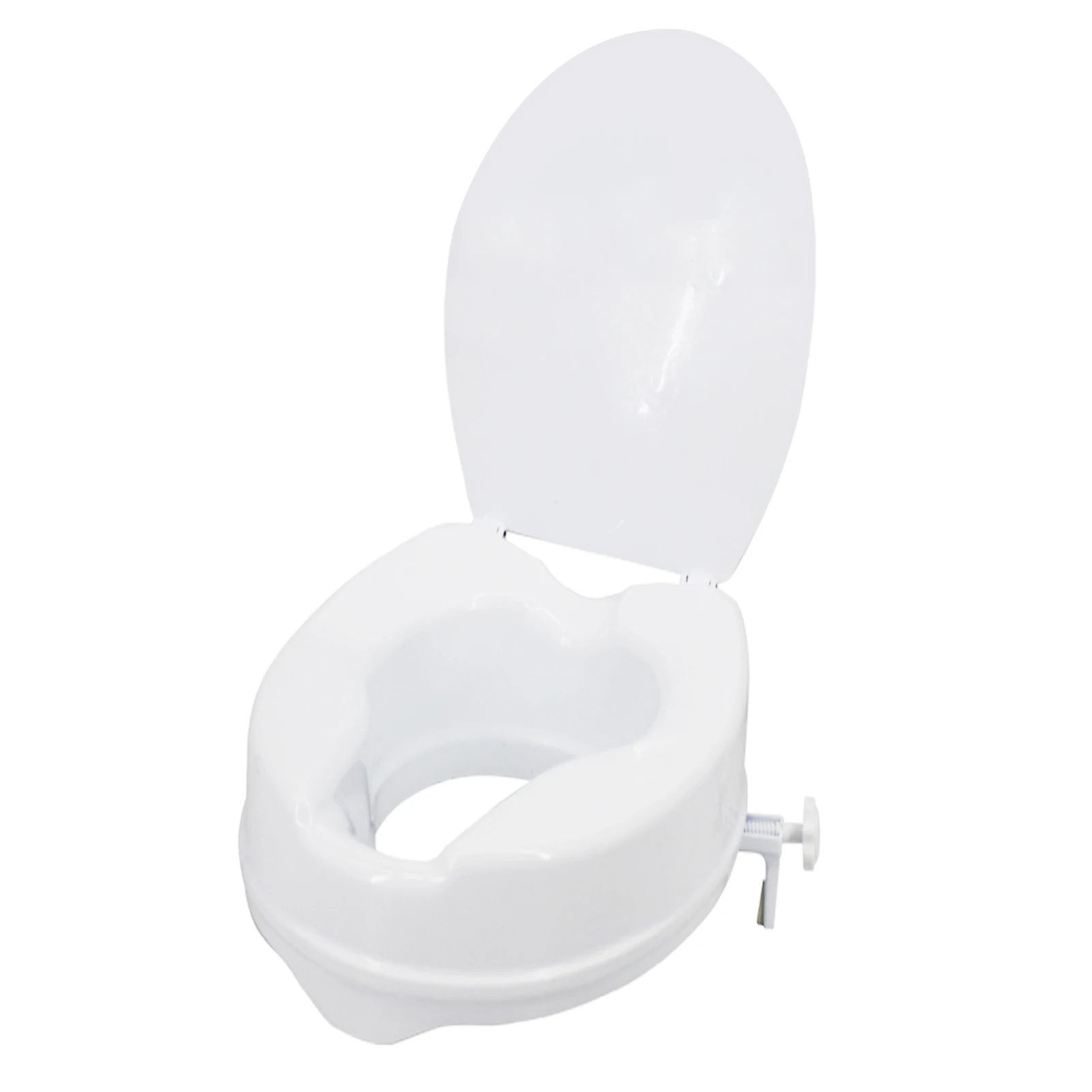 Raised Toilet Seat with Lid 2-6 inches 300 Lbs Heavy Duty Elevated Tightening Clamps