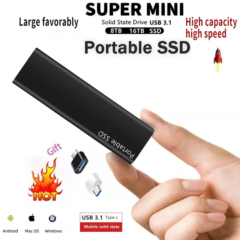 1TB Portable ssd USB3.1 High Speed 2TB External ssd Mobile Solid State Drive 500gb hard drive external for Xiaomi for Laptop