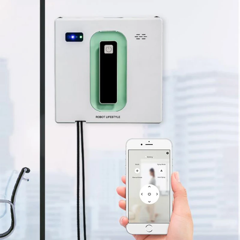 Window Robot Cleaner Electric Robotic Washing Glass Auto Water Spray Voice Prompt APP / Remote Control Professional Washer 4