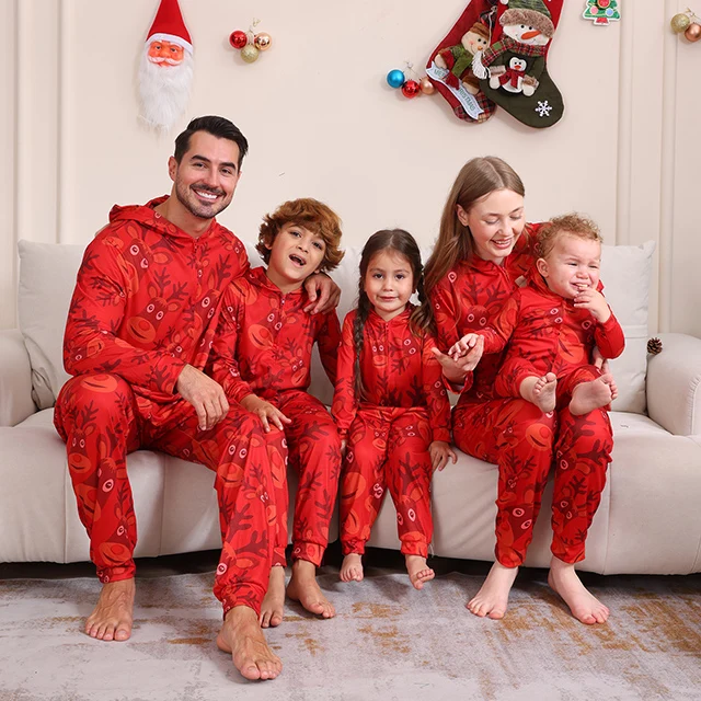 thumbnail image 1 of 2024 Nuevo pijama de una pieza a juego para toda la familia de Navidad Mono para padre e hijo Madre e hija Conjuntos con capucha de aspecto familiar, 1 of 5