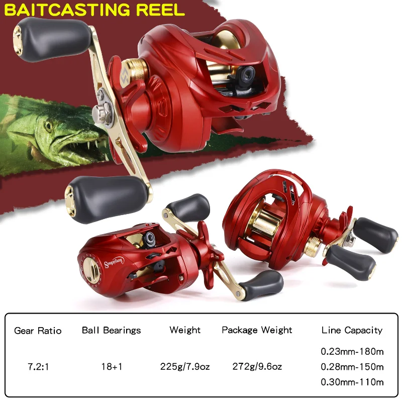 Sougayilang Baitcasting Reel Magnetic Brake System 7.2:1 High Gear Ratio  Max Drag 10kg Carp Reel Freshwater Fishing Tackle Pesca