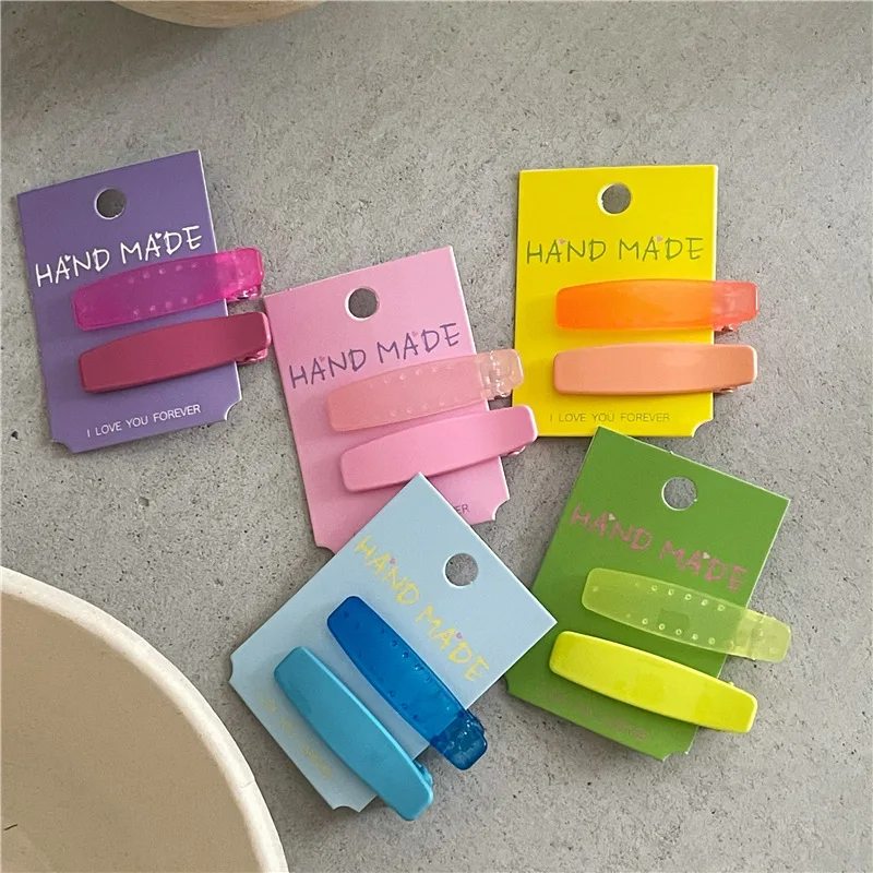 2pcCuteColorfulGoodSmallHairClawSideClipsforWomenGirlsKids