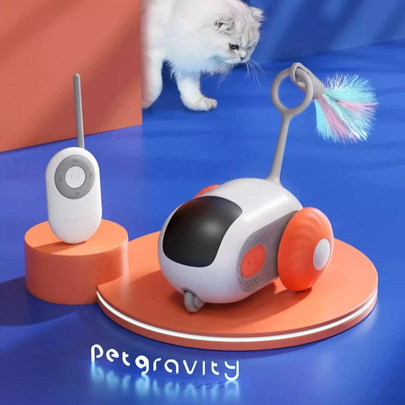 

Умная игрушка для кошек с дистанционным управлением, активный вращающийся автомобиль со сменной машиной, перезаряжаемый плохой автомобиль для домашних кошек/котят, маленьких собак