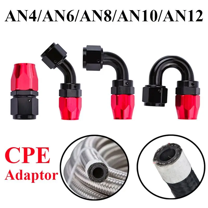 

Universal Black Red AN4 AN6 AN8 AN10 AN12 Straight 45 90 180 Degree Car Oil Fuel Swivel Hose End Fitting Oil Hose End Adaptor