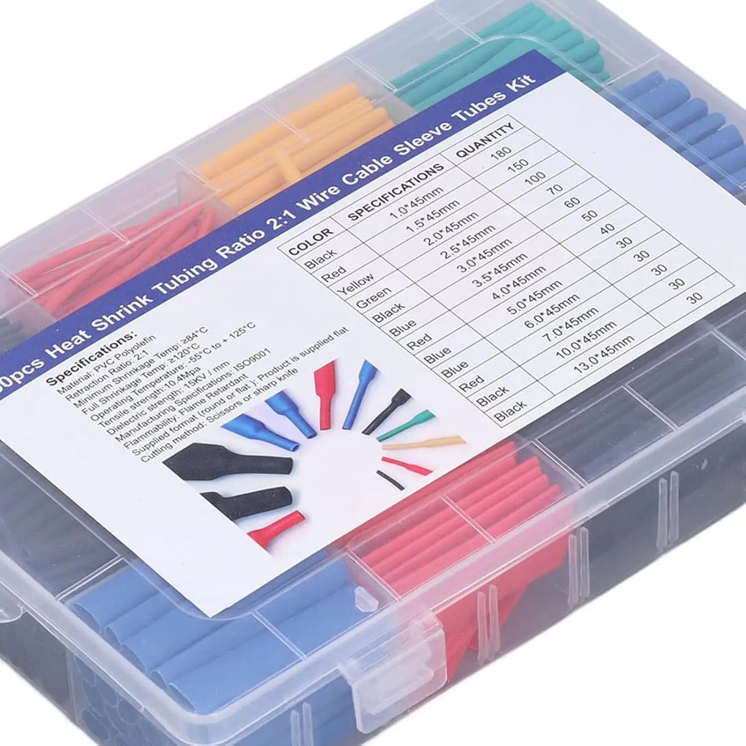 Heat Shrink Tubing 2:1 Electrical Wire Cable Wrap Assortment Electric Insulation Heat Shrink Tube Kit 800PCS