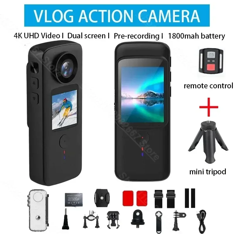 Action Camera 4k Waterproof  Action Camera Dual Screens - Sports & Action  Video Cameras - Aliexpress