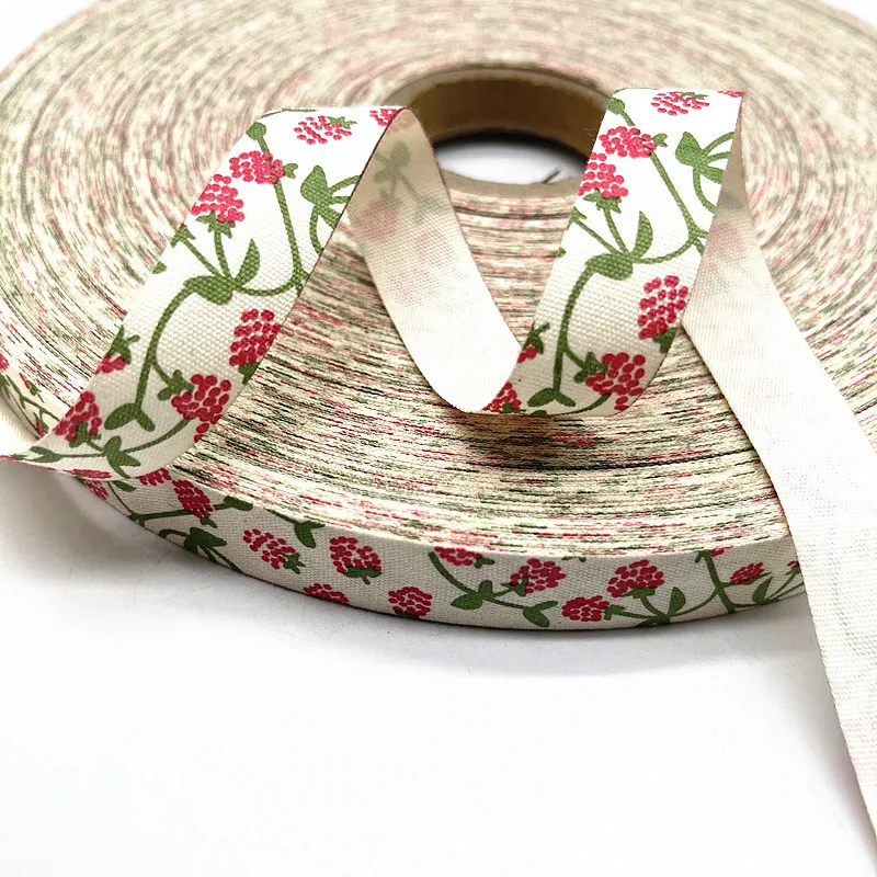 Cotton ribbon 5yds 15mm Butterfly/Flower Printed Ribbons for Wedding Christmas Decoration DIY Sewing Fabric Handmade Design