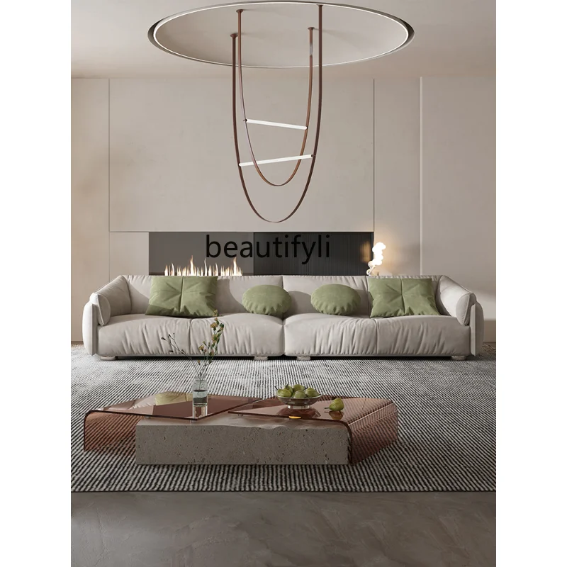 

Italian-Style Light Luxury Minimalist Fabric Sofa Large and Small Apartment Type Straight RowThree-Seat FurnitureAnti-Scratching