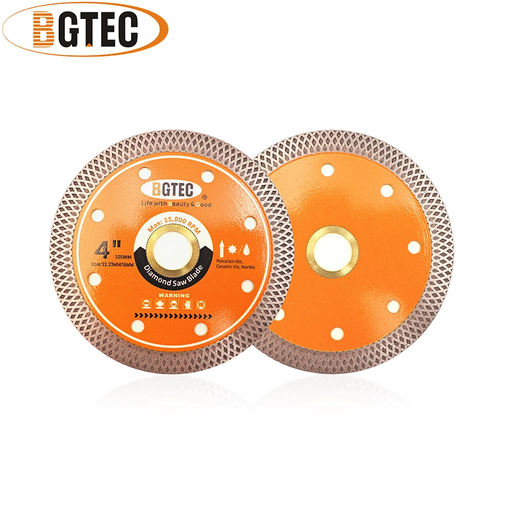 

BGTEC Dia4"/105mm Mesh Rim Diamond Cutting Disc Super-thin Ceramic Porcelain Tile Marble Granite Circular Saw Blade Bore22.23mm