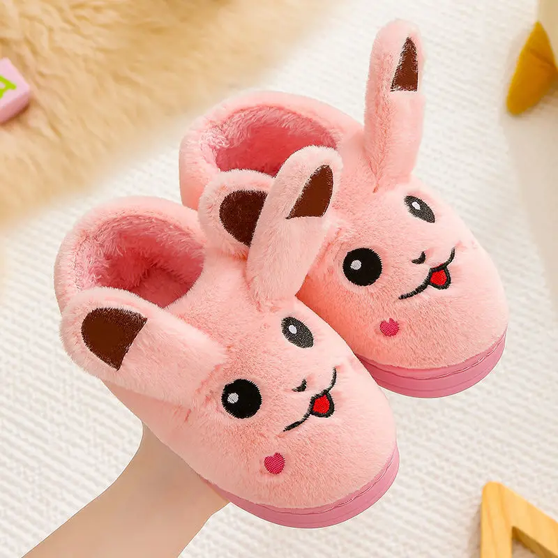 New Pokemon Kawaii Pikachu Plush Slippers Indoor Warm Winter 3 7 old Girls Shoes Cute Anime Cartoon for Boy Kids Cotton Slippers black jeans Jeans