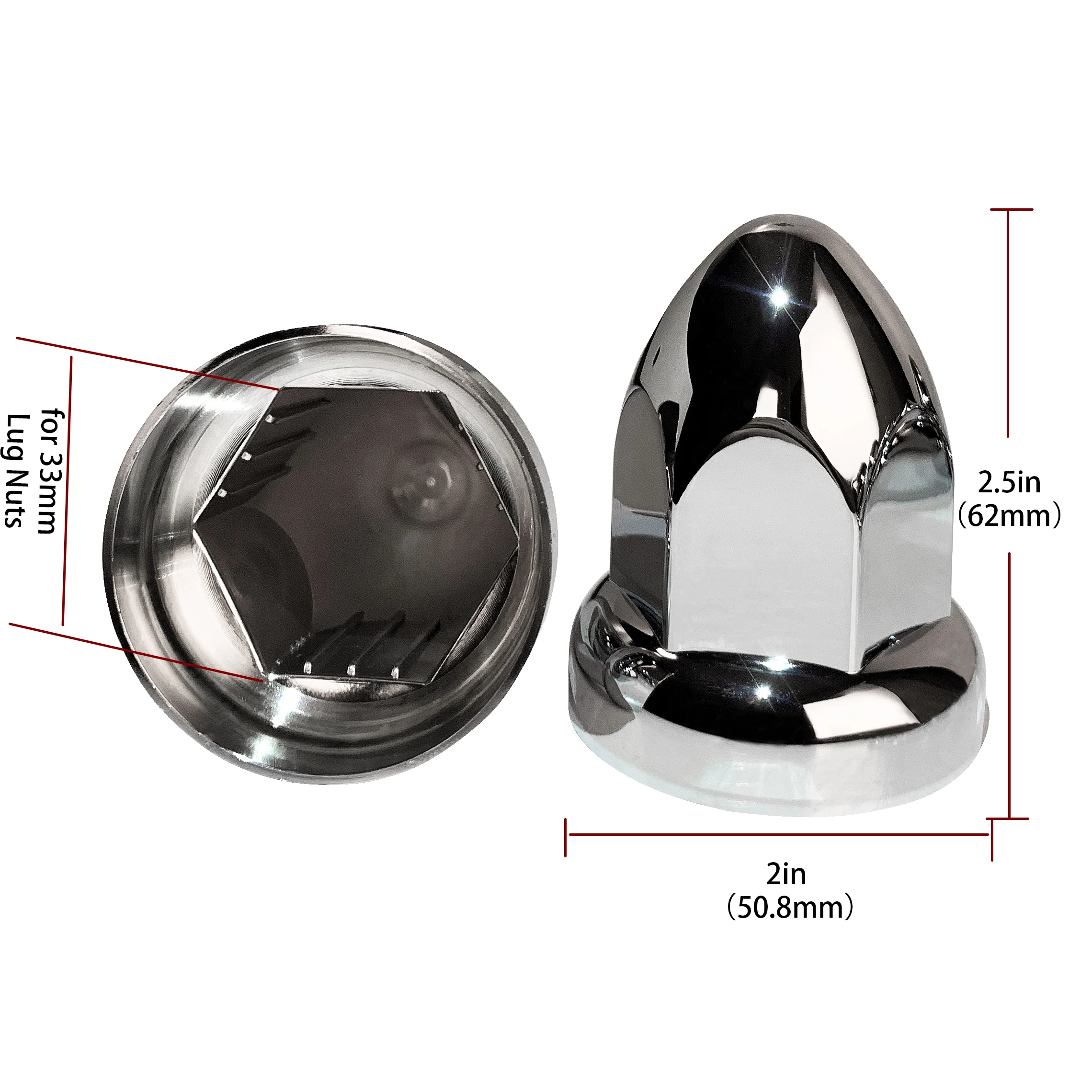 Semi Truck Lug Nut Covers 20PCS 33mm Chrome Push On