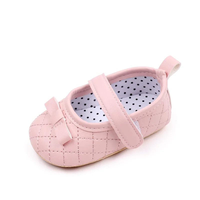 Pink White Green PU Bow Soft Sole Baby Girl Shoes Princess Little Girl Outdoor Walking Shoes Infant Toddler First Walkers