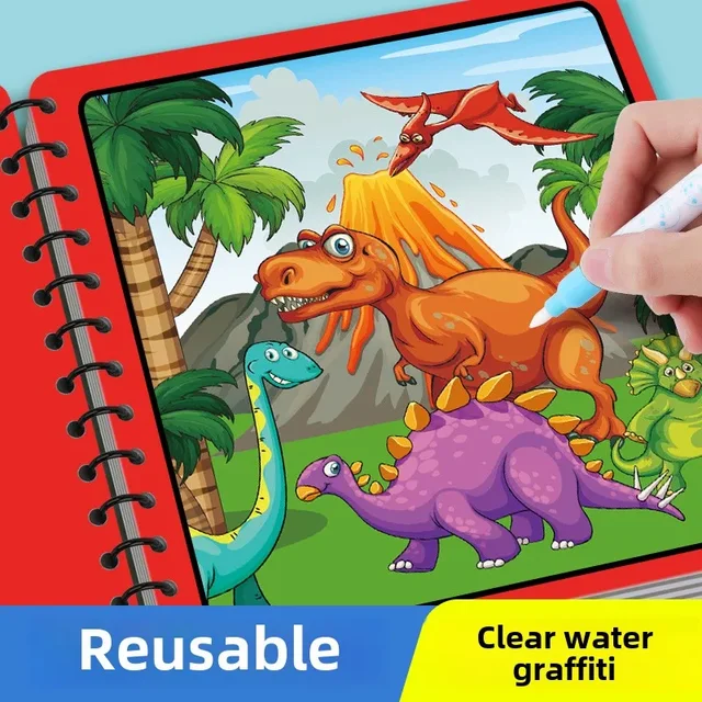 Magic Water Drawing Book Reusable Montessori Educational Toys with Pen Sensory Early Learning Gift for Toddlers 1 2 3 Year Old 2