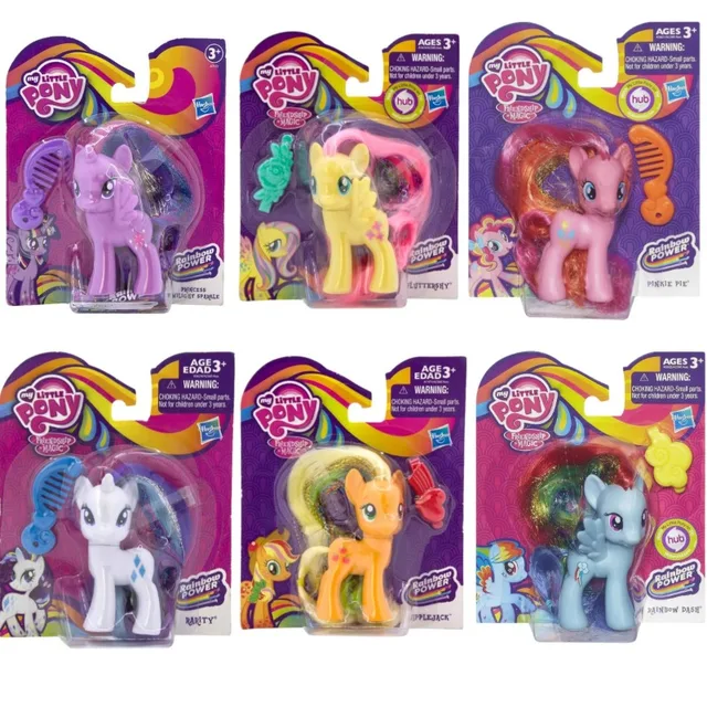 My Little Pony Polly Gold Hair Style avec peigne, Purple Rainbow Dash, Applejack, Rarity, Fluttershy, Pinkie Pie, SemiCute Logo 1