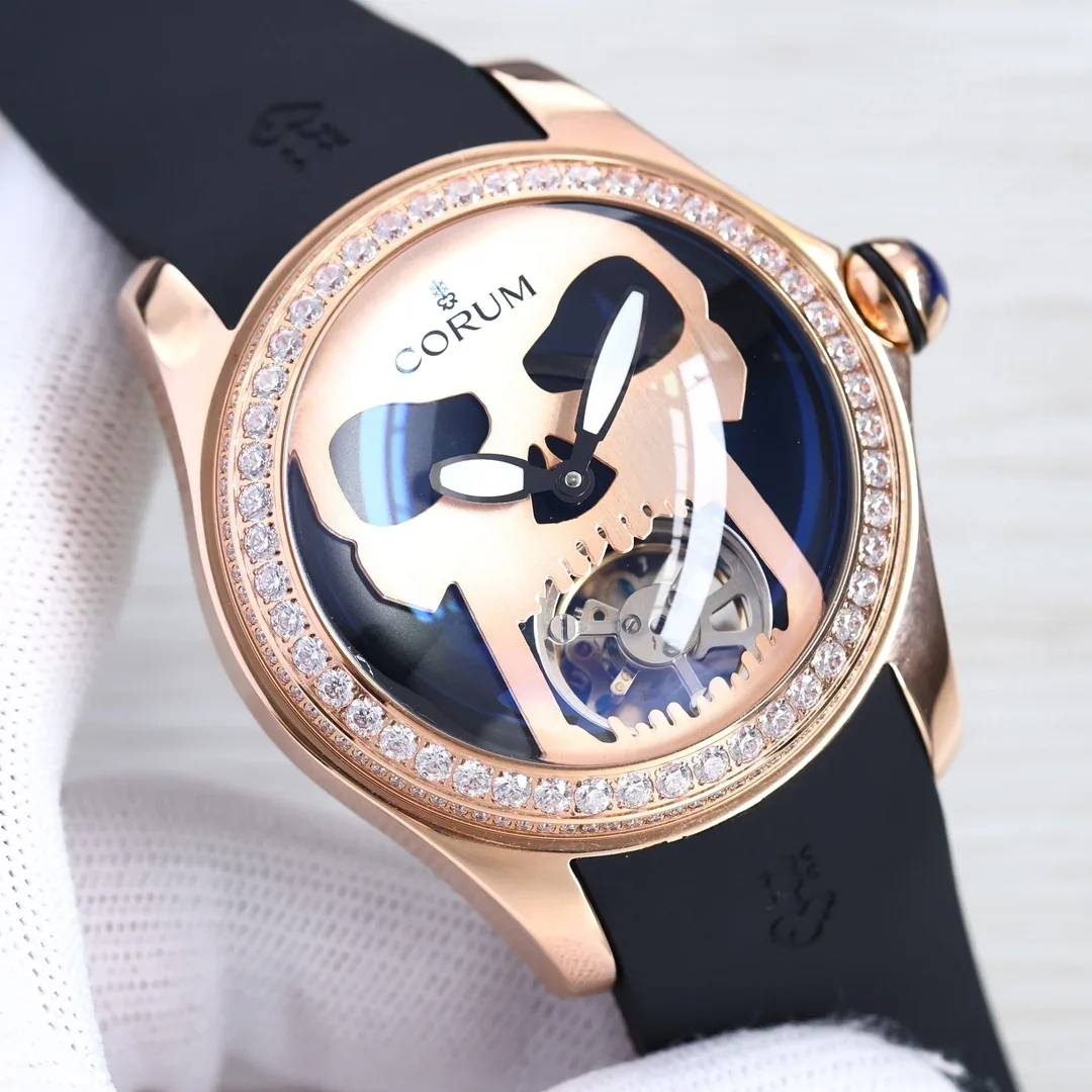 Bubble Series 46mm Floating Tourbillon Mechanical Wristwatch Skull Fashion Waterproof