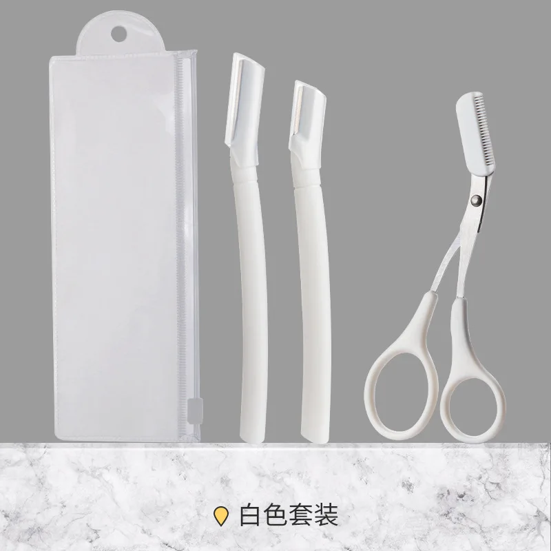 3/1pcs Eyebrow Scraper Trimmer Scissor for Eyebrow Nose Scissor Hair Facial Hair Removal Makeup Cutter Professional Beauty Tool