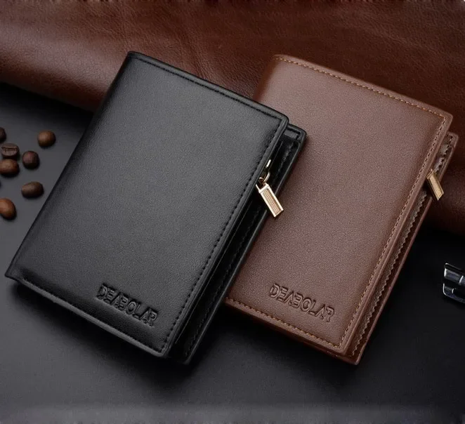 

2020 New Men Wallets Short Leather Pu Purse Mens Zipper Money Bag Card Holder Porte Feuille Leather Coin Pocket Billetera Male