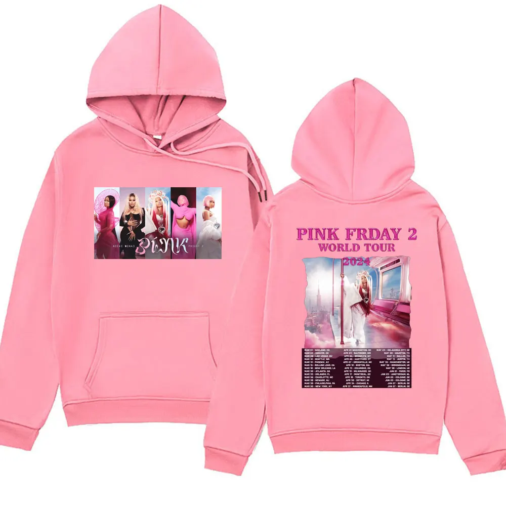 Rapper Nicki Minaj Pink Friday 2 World Tour Hoodie Men Women Fashion Hip Hop Sweatshirt Vintage Pullover Male Clothes Oversized
