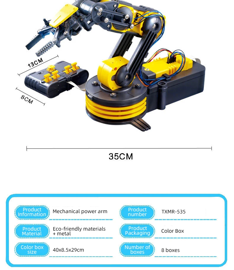 DIY Electric Remote Control Mechanical Arm Manipulator Scientific Experiment Assembling Children Educational RC Toys Montessori
