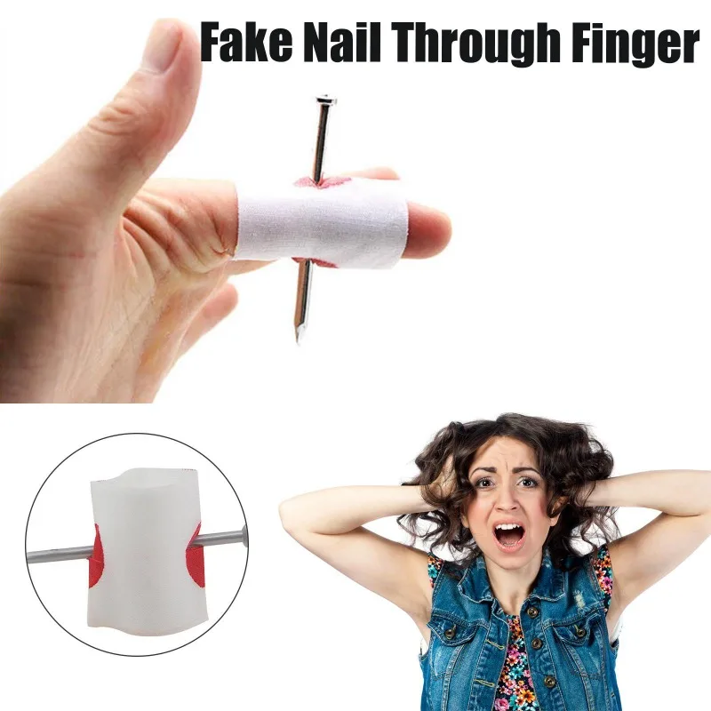 

New Fake Nail Through Finger Prank Toy Kids Novelty Magic Friend Halloween Scare Trick Joke Toy Practical Fool Jokes Gags