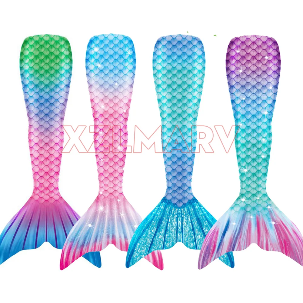 Kids Mermaid Tail for Girls Swimsuit Children The Little Mermaid Costume Beach Bikini Bathing Suit for Swimming Can Add Monofin