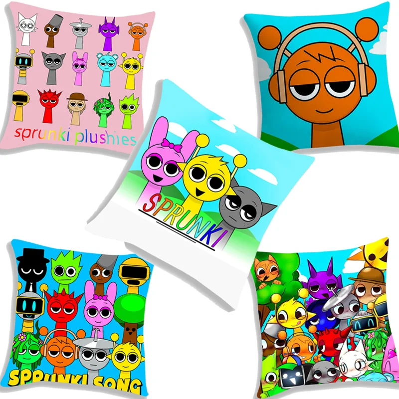 Horror Game Character Pillow Covers Sprunki Cartoon Pillow Case Sofa Decorative Home Single-sided Printing Sprunki Cushion Cover