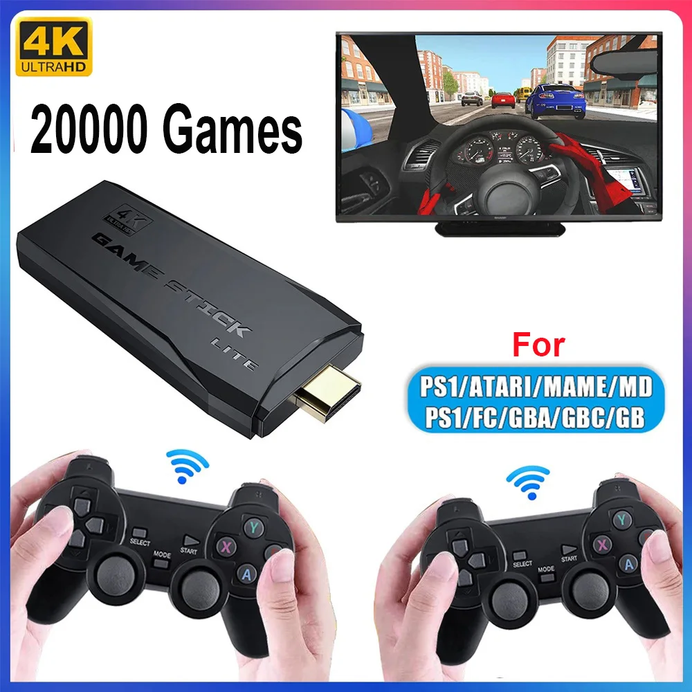 Console Per Videogiochi Retrò Plug And Play Videogiochi Uscita 4K Hd Tv Classic Game Stick Costruito In 20000 Giochi 9 Emulatori Per Ps1