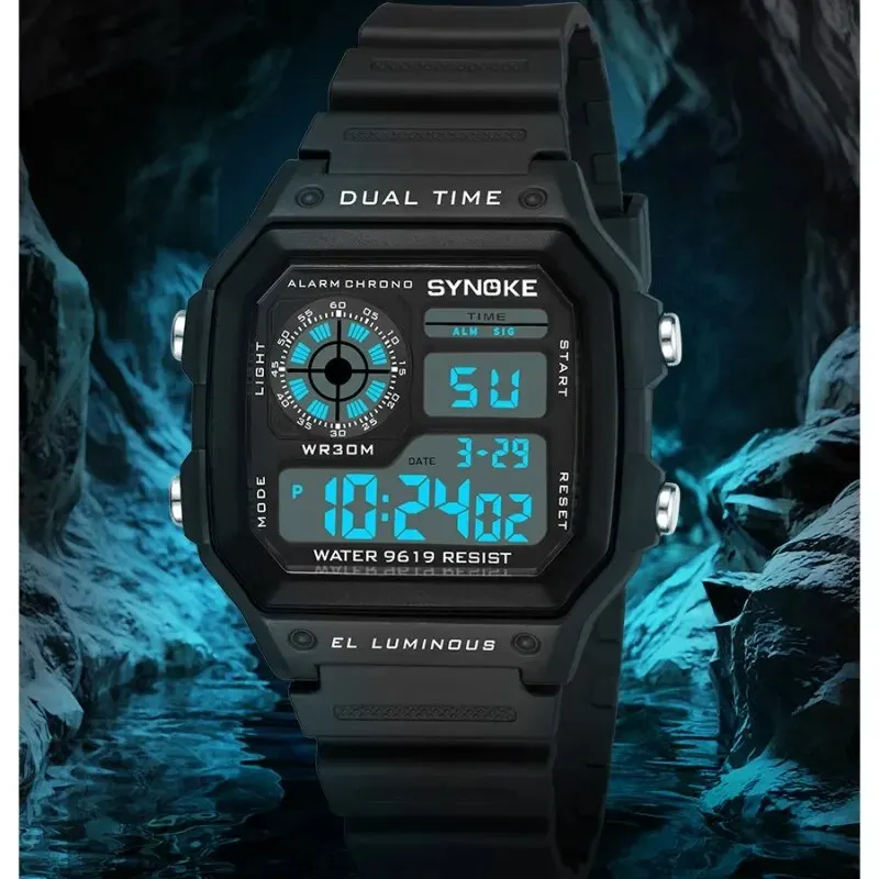 Enhanced Digital Sports Luminous Multifunction Waterproof Wristwatch