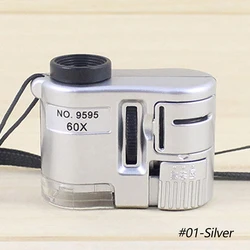 Compact LED Illuminated Pocket Magnifier with 60X Zoom (Silver)