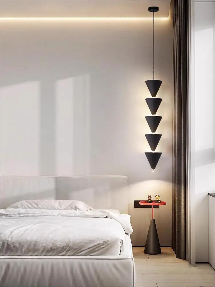 Scandinavian Simple Style Bedroom Bedside Long Line Chandelier Designer Creative Personality Ceiling Chandelier Study Room Light