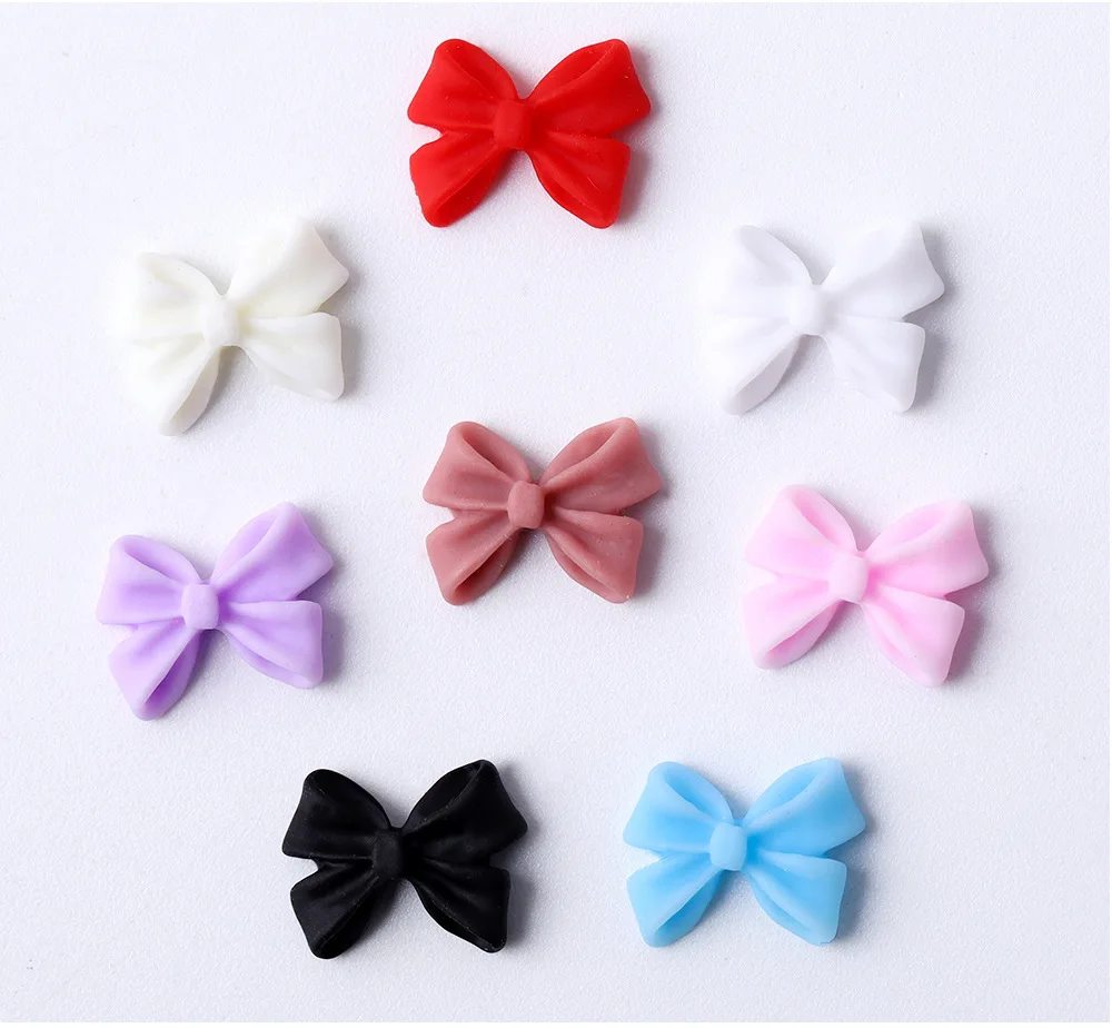 Heißer Verkauf 100 stücke Zufällige Mix Farben Harz Bogen 3D Nagel Charms Dekorationen Bowknot für Nägel Kunst DIY Maniküre tipps – Detail 3