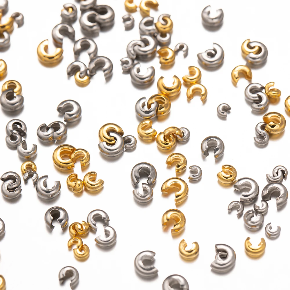 50 stücke 3/4/5mm Edelstahl offene Crimp ende Perlen Stopper Kappe für DIY Armband Halskette Schmuck Materialien liefert Großhandel – Detail 4