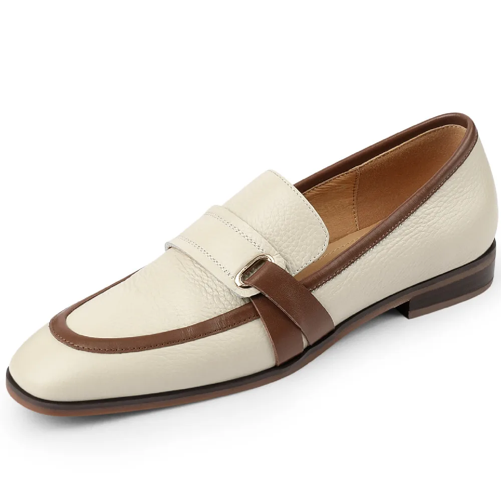 

Women's genuine leather mix color patchwork round toe slip-on flats loafers leisure soft comfortable moccasins casual daily shoe