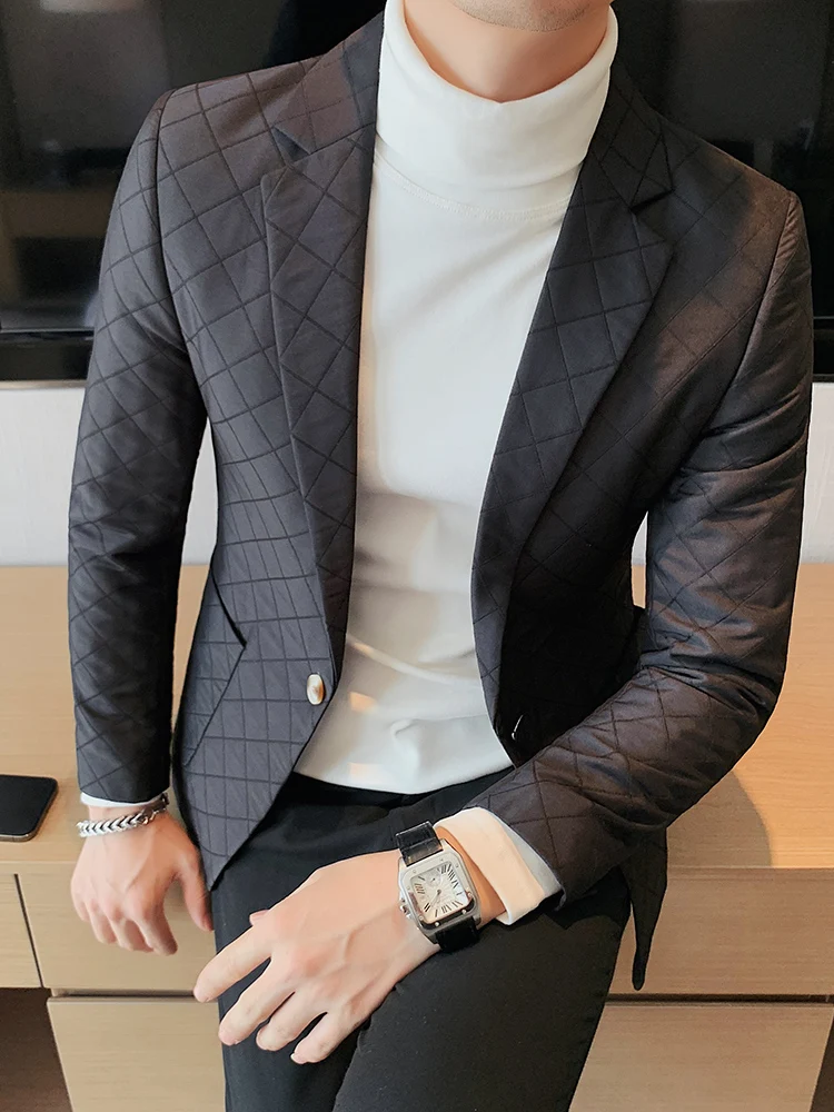 

Checkered suit jacket for autumn and winter 2024, new high-end business men's clothing, high-end casual suit top 5800
