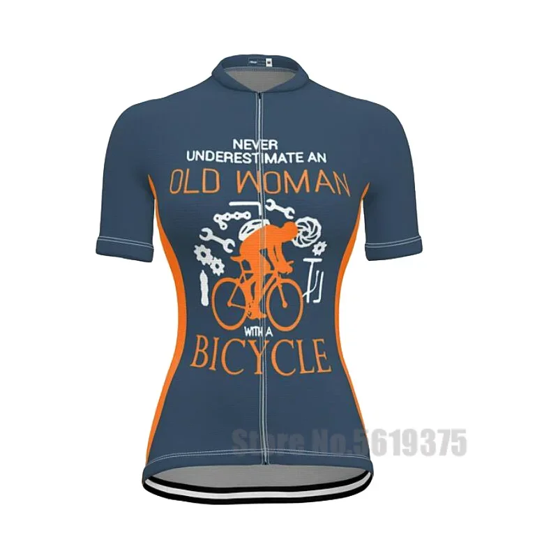 Old Woman Cycling Jersey Short Sleeve Summer Bike Wear Clothing Breathable MTB Jersey