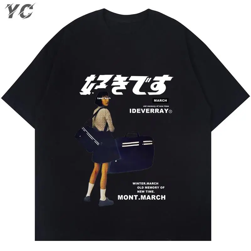 

Hip Hop Harajuku Women's T Shirt Girl Japanese Kanji Print Tshirt Summer Men's Short Sleeve Cotton Oversized T-Shirt Streetwear