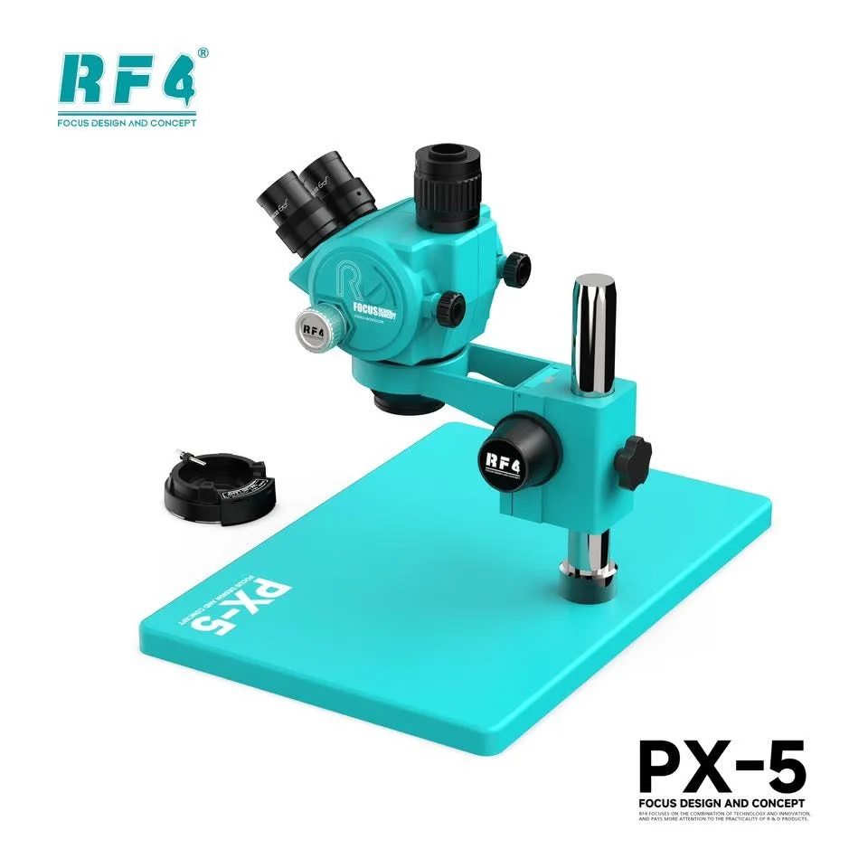 RF4 PX-5 줌 동시초점 삼안 실체 현미경, 26*38cm 금속 베이스 플레이트 포함, PCB 휴대폰 납땜 수리용