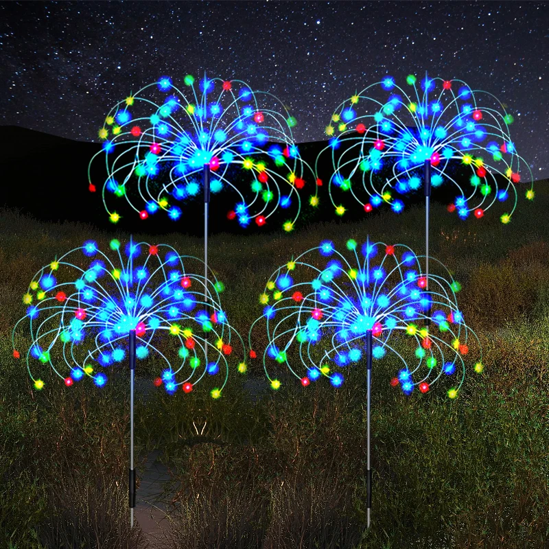 Solar Fireworks Lights LED Outdoor Garden Grass Globe Dandelion Decoration Fairy Lights Waterproof Patio Lawn Pathway Lamp solar garden light outdoor waterproof led light grass villa decoration aisle landscape lamp post garden aisle solar lawn light