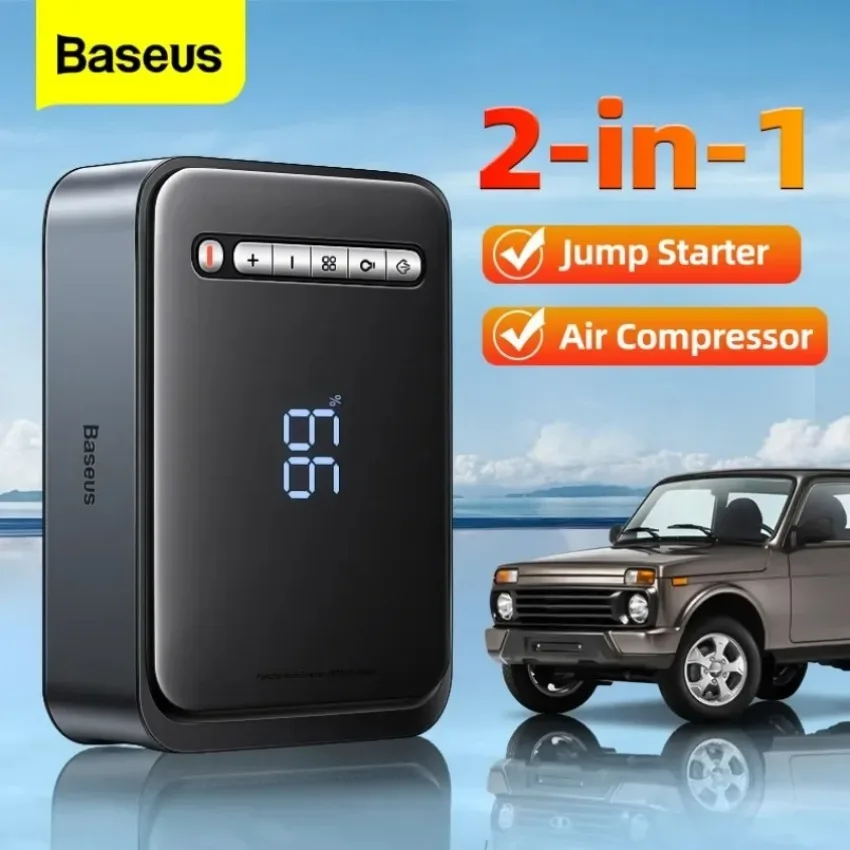 BASEUS Car 2 in 1 alimentazione di avviamento di emergenza pompa d'aria macchina integrata batteria per auto emergenza portatile Ride Bao moto