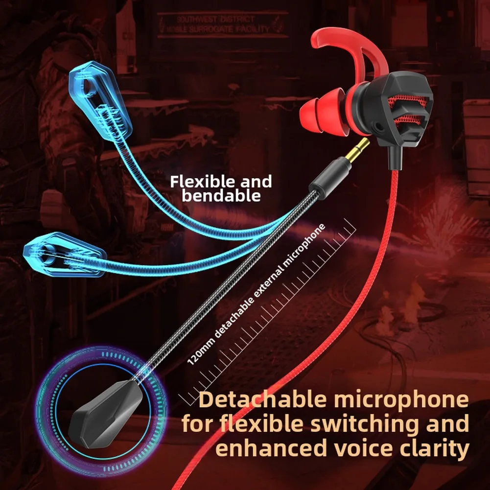 헤드셋 게이머 헤드폰 유선 인이어 이어폰 게임용 이어버드(마이크 포함) 전방향성 음질을 갖춘 전화 태블릿 노트북