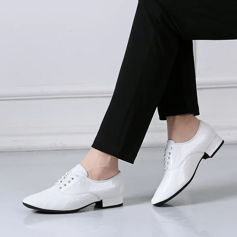 White Stone Pattern New Dance Shoes Square Dance Shoes Soft Sole Social Dance Shoes Leather Latin Dance Sneakers 4