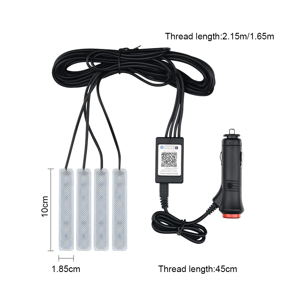 분위기 램프 백라이트 음악 제어 앱, RGB LED 자동차 발 주변 조명, USB 담배 라이터 장식 조명
