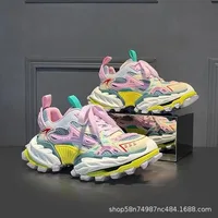 Baskets pour hommes, style Dad Sneakers rehaussées, en maille color block, décontractées à semelle épaisse 1