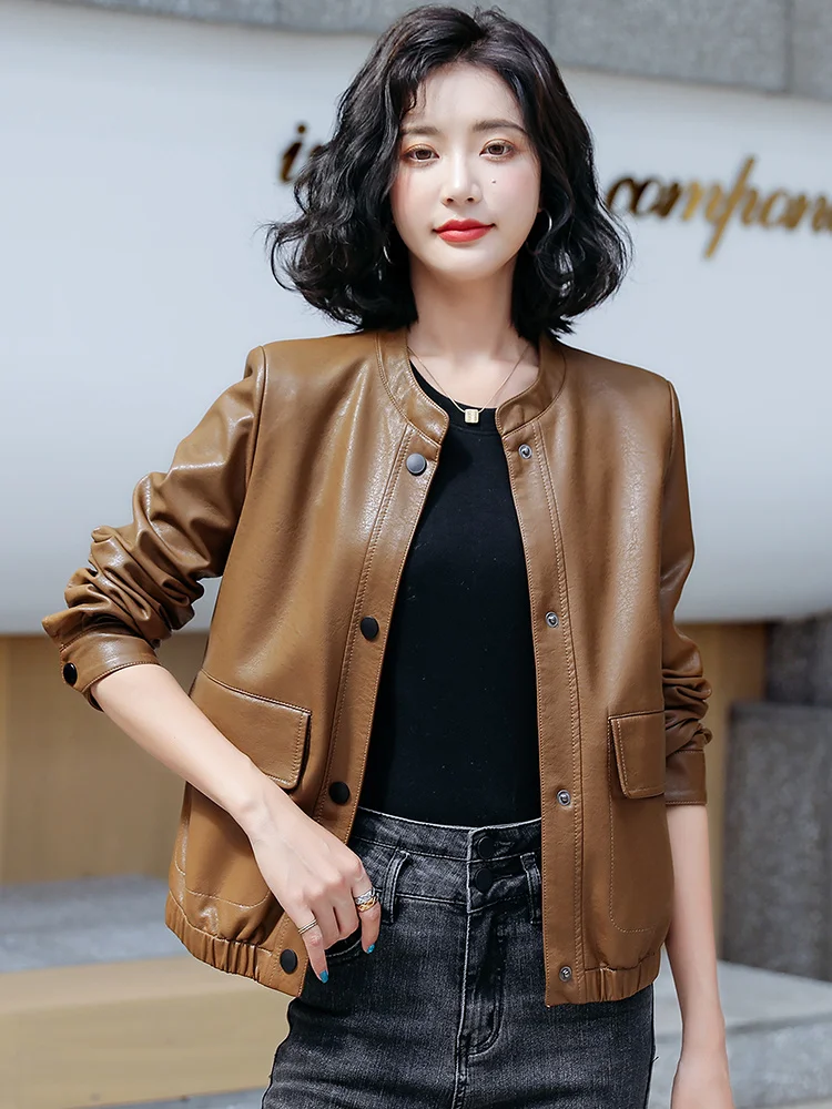 

Haining Genuine Leather Women's Shorts 2023 New Spring and Autumn Dwarf Sheepskin Small Leather Jacket Coat Trend
